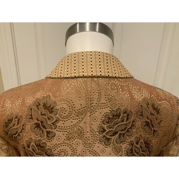 Etro Tan Floral & Paisley Jacquard Blazer W/ Notch Collar, Size 12 (US) 46 (IT) - Picture 7 of 10